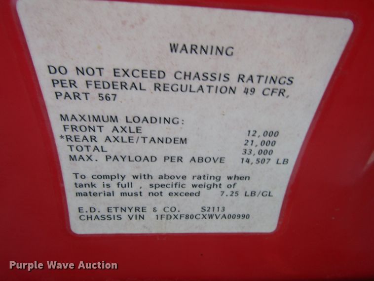 image for item EU9699 1998 Ford F800 truck cab and chassis