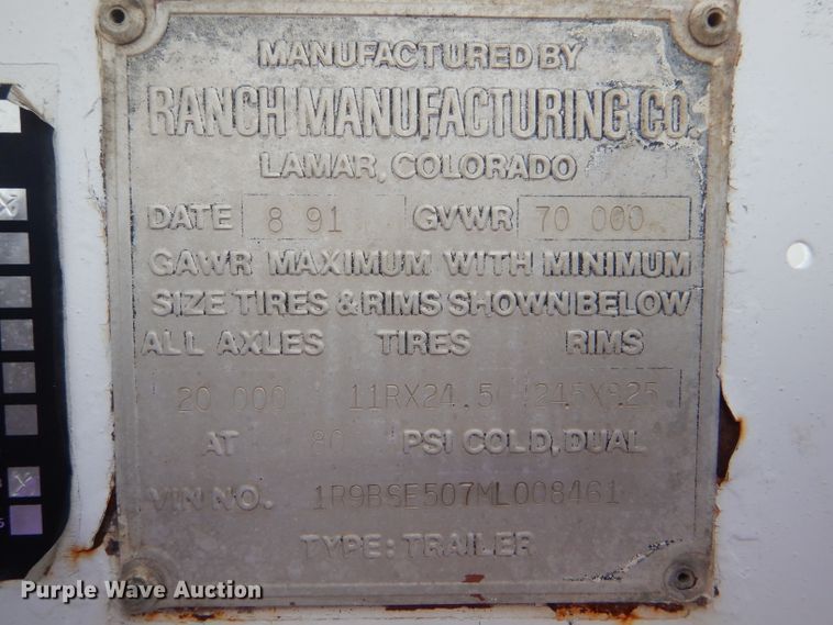 image for item FT9632 1991 Ranch bottom dump trailer