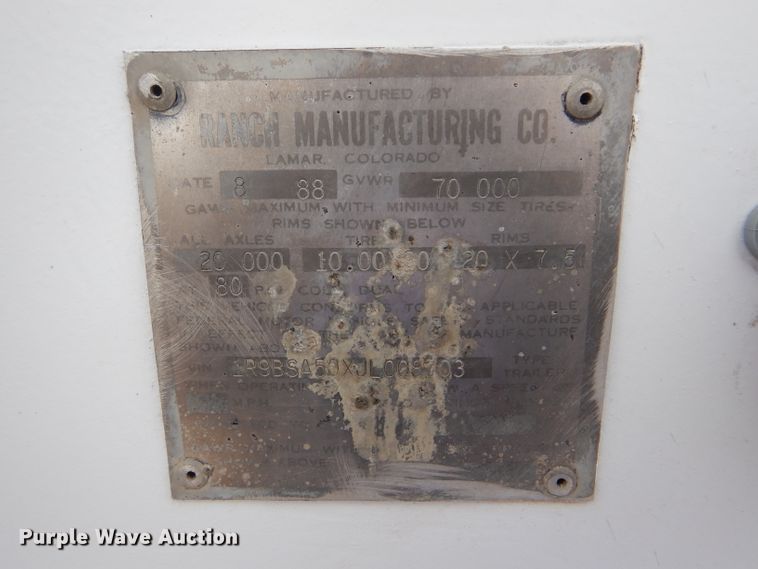 image for item FT9634 1988 Ranch bottom dump trailer