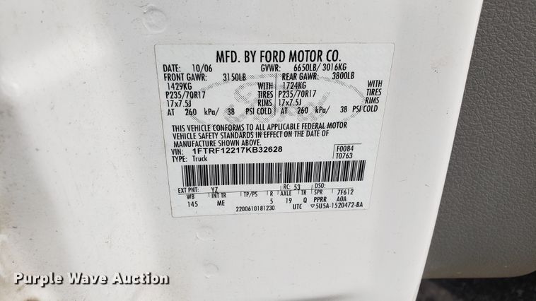 image for item EU9859 2007 Ford F150 pickup truck