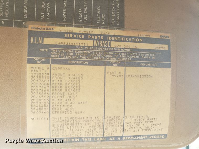 image for item EU9888 1980 Chevrolet Bison dump truck