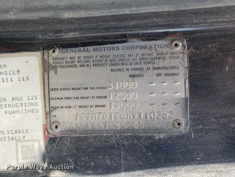 image for item EU9903 1987 Chevrolet C70 flatbed truck