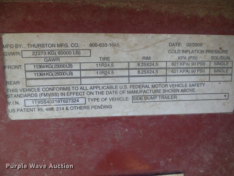 image for item DC5138 2009 Circle R side dump trailer