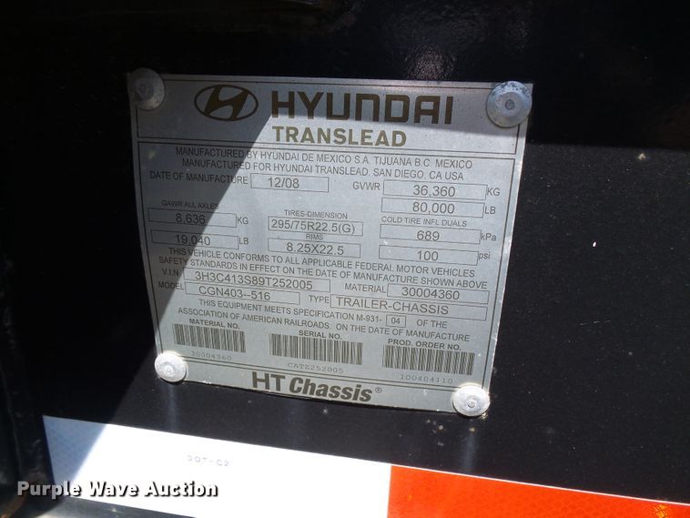 image for item DI0504 2009 Hyundai CGN403-516 trailer