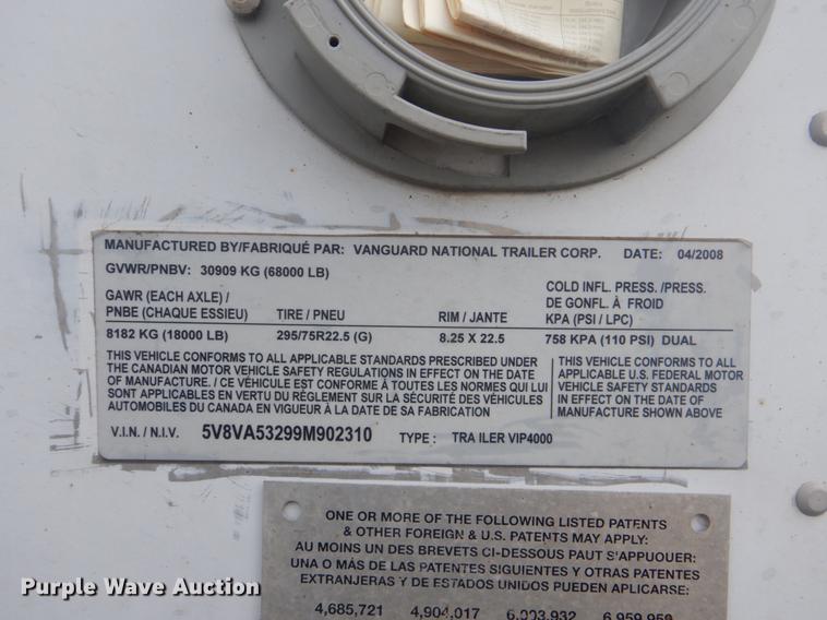 image for item DI2250 2009 Vanguard VIP4000 dry van trailer