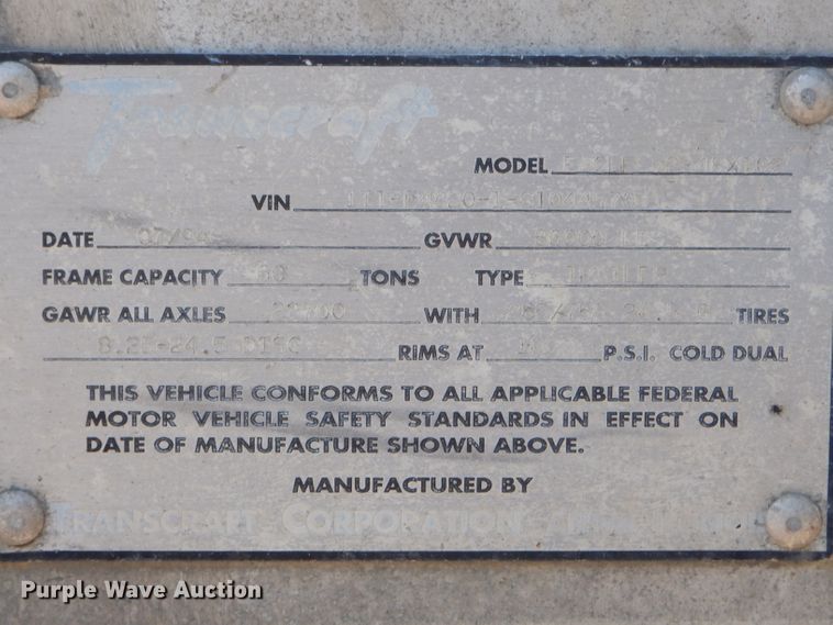 image for item ED9384 1995 Transcraft Eagle W2 flatbed trailer