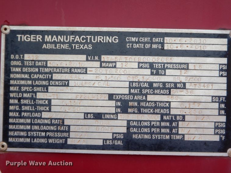 image for item ED9412 2010 Tiger tank trailer