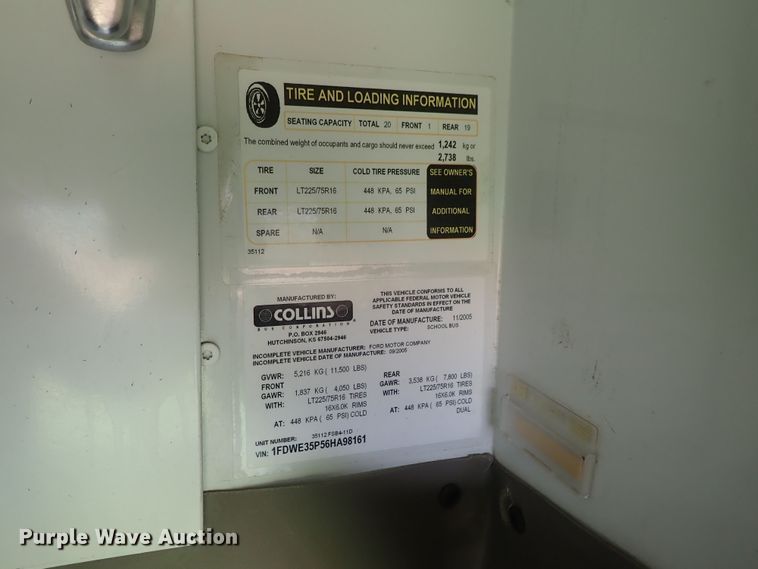 image for item DE5427 2006 Ford E350 Super Duty Collins school bus