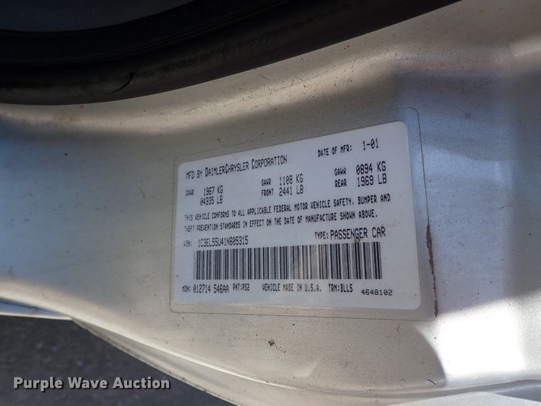 image for item DE5478 2001 Chrysler Sebring convertible