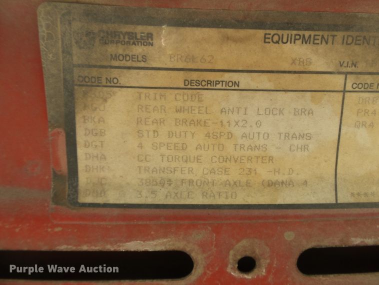 image for item DE7839 1996 Dodge Ram 1500 pickup truck