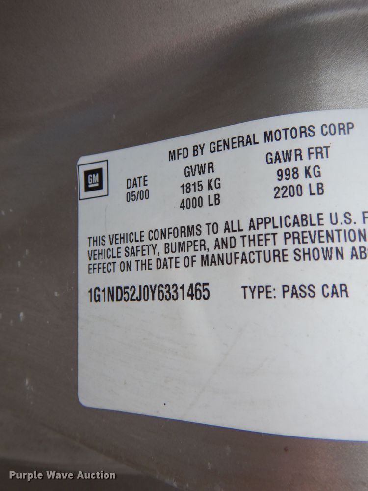 image for item DE8496 2000 Chevrolet Malibu