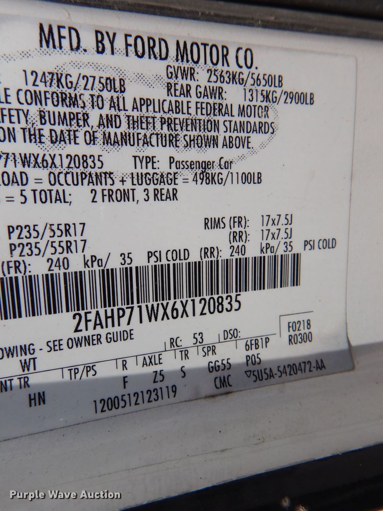 image for item DE8520 2006 Ford Crown Victoria Police Interceptor