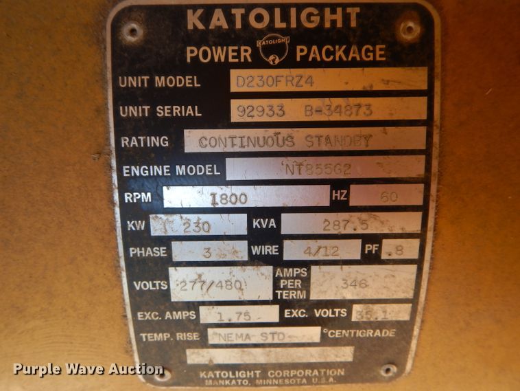 image for item FI9593 Katolight D230FRZ4 generator