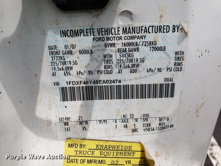 image for item FL9001 2008 Ford F450 Super Duty dump truck