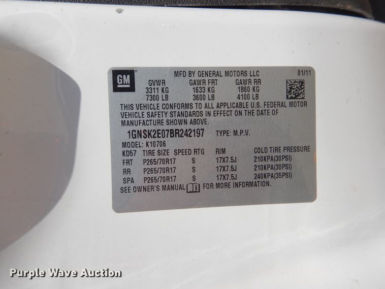 image for item FT9257 2011 Chevrolet Tahoe Police SUV