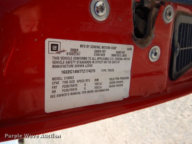 image for item GH9524 1996 Chevrolet C1500 pickup truck