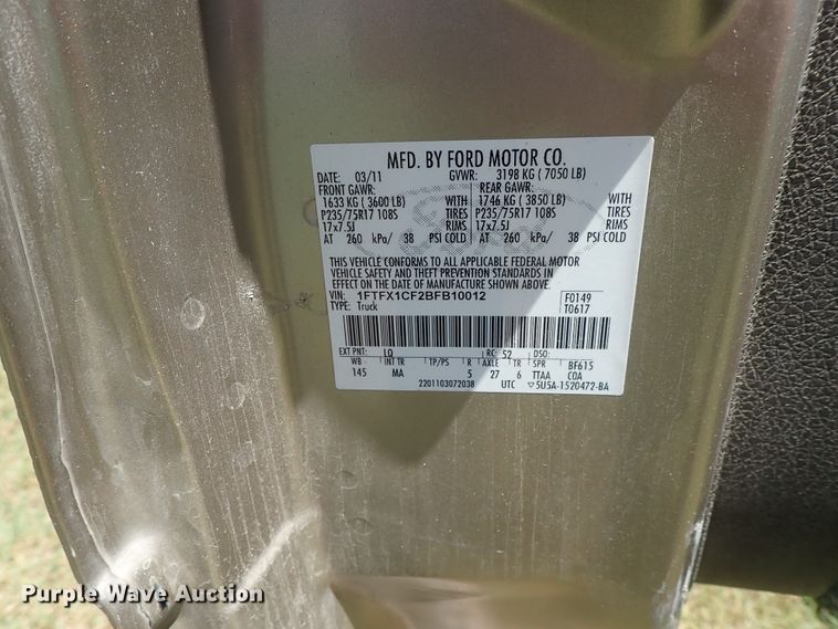 image for item DE5446 2011 Ford F150 SuperCab pickup truck