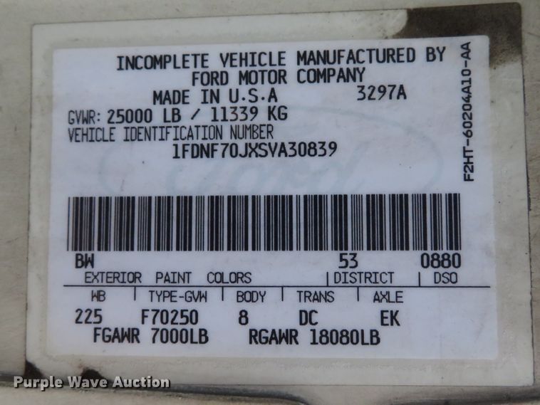 image for item DE8134 1995 Ford F700 box truck