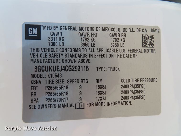 image for item DH0272 2012 Chevrolet Silverado 1500 Crew Cab pickup truck