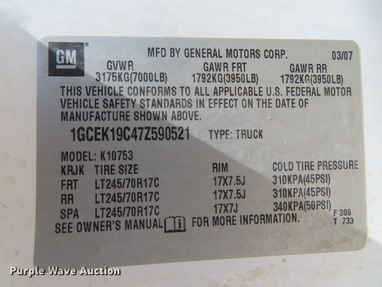 image for item DH0274 2007 Chevrolet Silverado 1500 Ext. Cab pickup truck