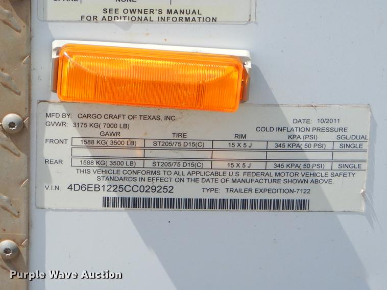 image for item ED9420 2012 Cargo Craft enclosed cargo trailer