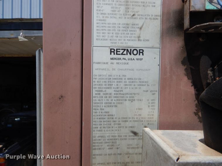 image for item ED9457 2004 Reznor RA235 oil heater