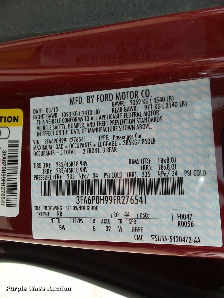 image for item EM9772 2015 Ford Fusion