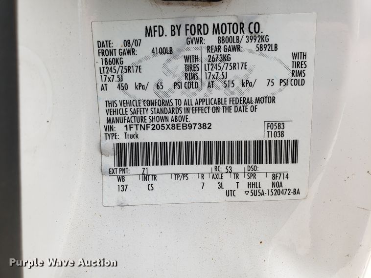 image for item FL9055 2008 Ford F250 Super Duty pickup truck