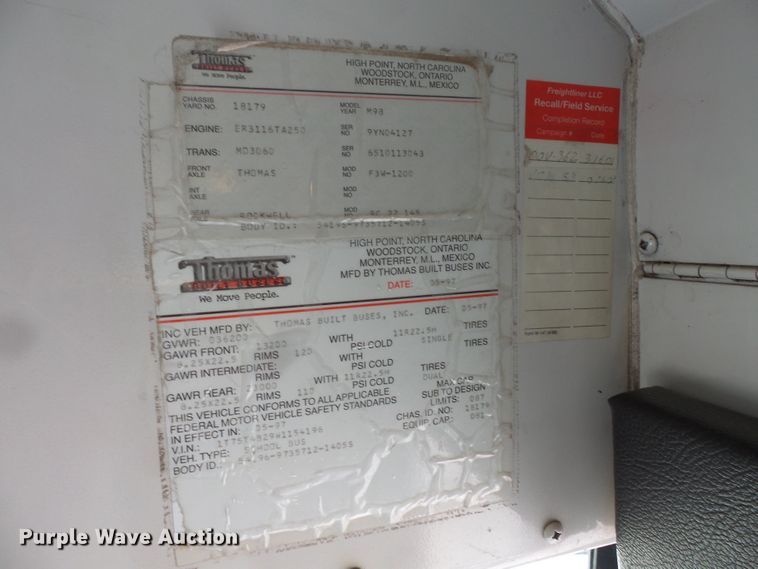 image for item FM9647 1998 Thomas Saf-T-Liner ER school bus