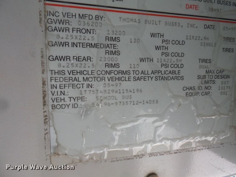 image for item FM9647 1998 Thomas Saf-T-Liner ER school bus