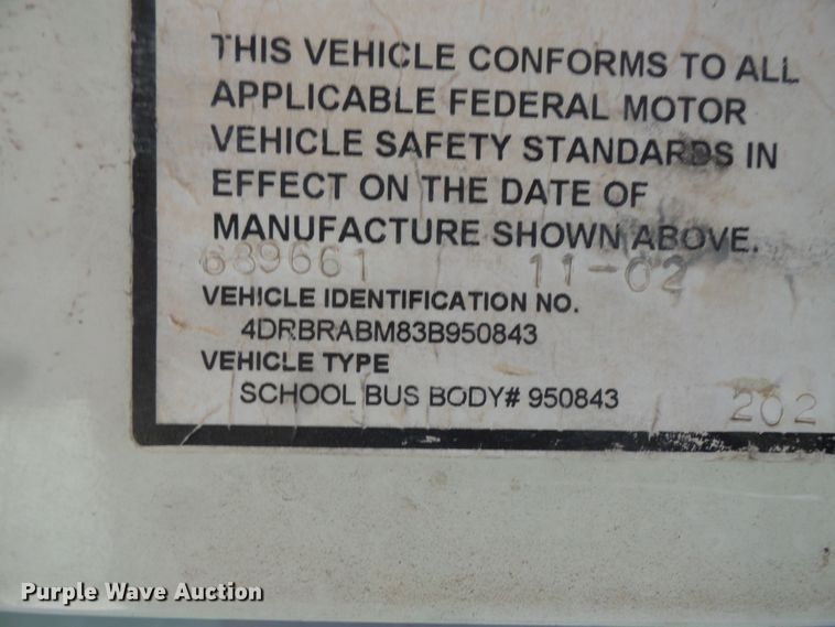 image for item FM9648 2003 International CE school bus