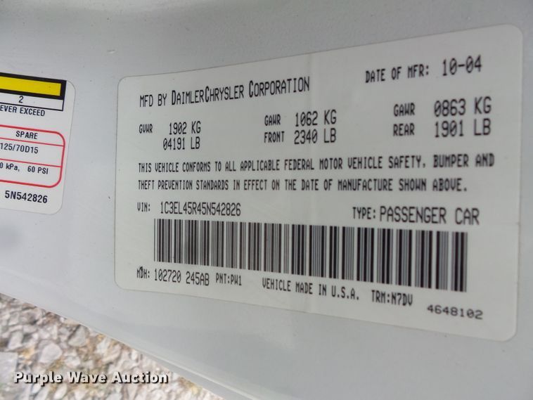 image for item FM9654 2005 Chrysler Sebring convertible