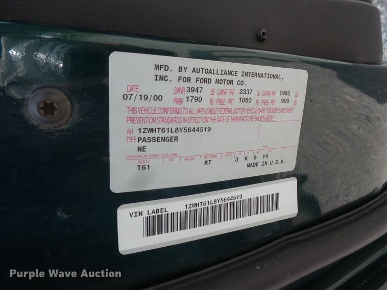 image for item FM9657 2000 Mercury Cougar