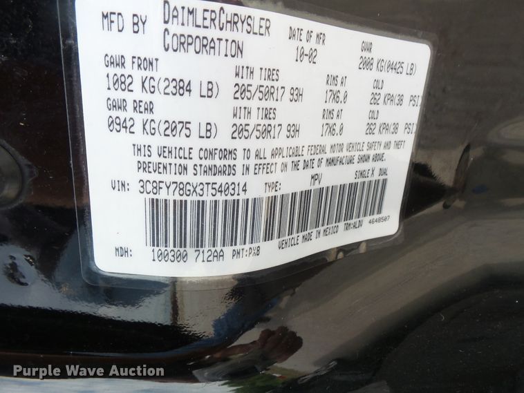 image for item FM9662 2003 Chrysler PT Cruiser