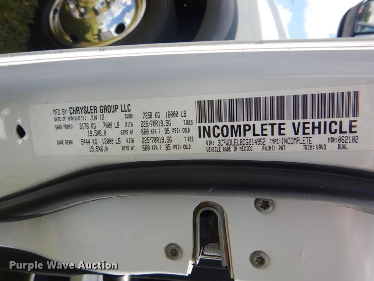 image for item FT9359 2012 Dodge Ram 4500 Crew Cab utility truck with crane