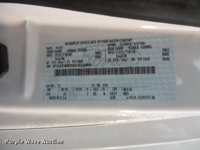 image for item DC4535 2008 Ford E450 sewer inspection truck