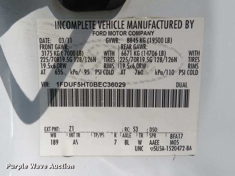 image for item DE8166 2011 Ford F550 Super Duty XL service truck