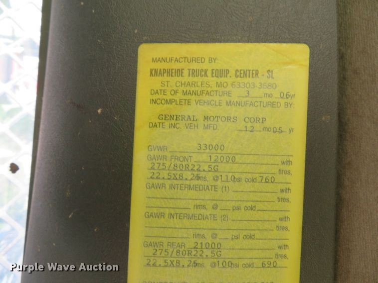 image for item DE8167 2006 GMC C8500 service truck