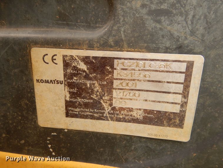 image for item DF6600 2001 Komatsu PC210LC-6K excavator