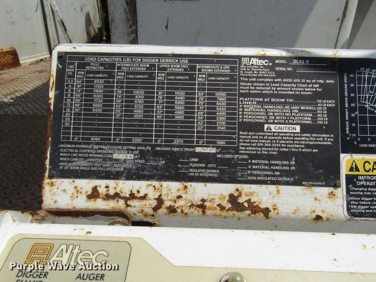 image for item DG1314 2002 International 4400 digger derrick truck