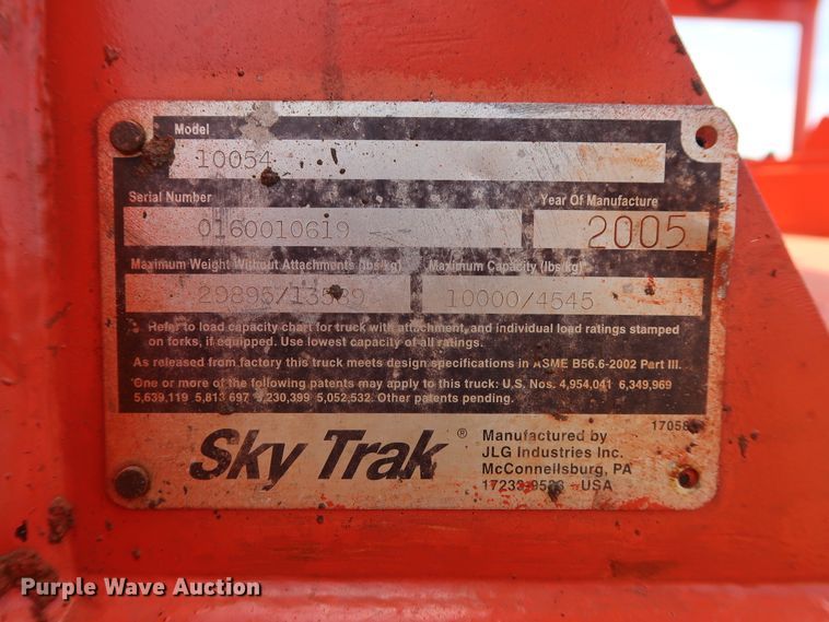 image for item DG4062 2005 Sky Trak 10054 telehandler
