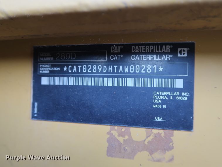 image for item DG4078 2014 Caterpillar 289D skid steer