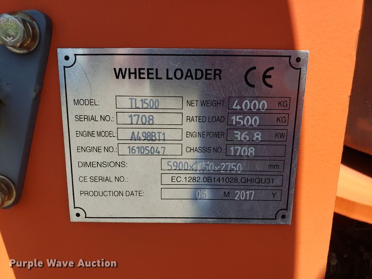 image for item DH4529 2017 Tuff TL1500 wheel loader