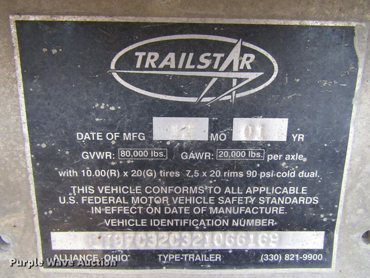 image for item EU9707 2002 Trailstar end dump trailer