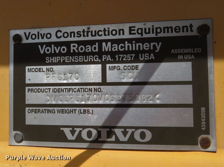 image for item EV9659 2011 Volvo PF-6170 paver