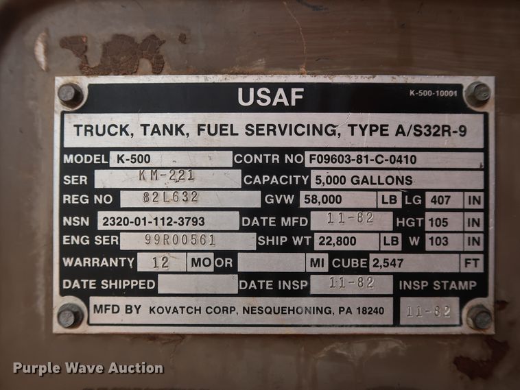 image for item FE9692 1982 Mack DM492S tank truck