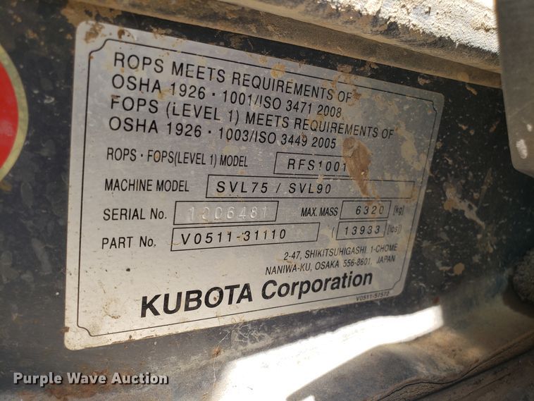 image for item FL9034 2013 Kubota SVL75 skid steer