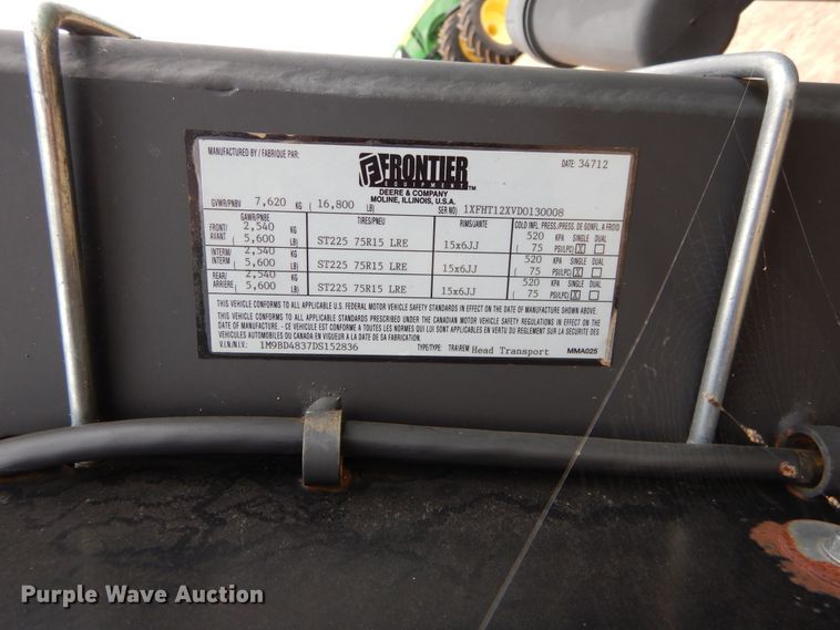 image for item DC0241 2013 Frontier HT1238 header trailer