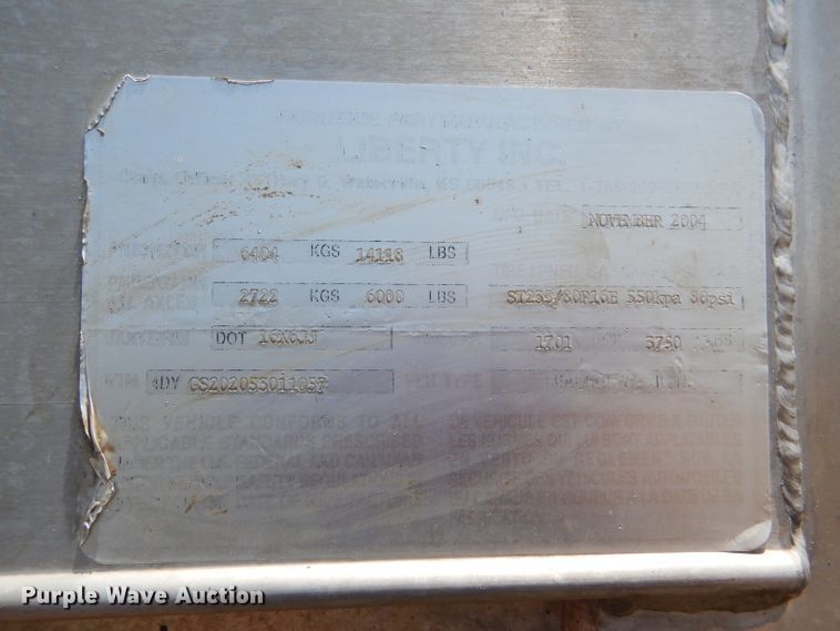 image for item DC5100 2005 Liberty 16X6JJ livestock trailer