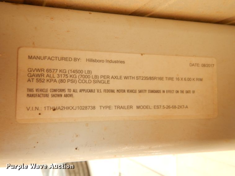 image for item DC5105 2018 Hillsboro livestock trailer